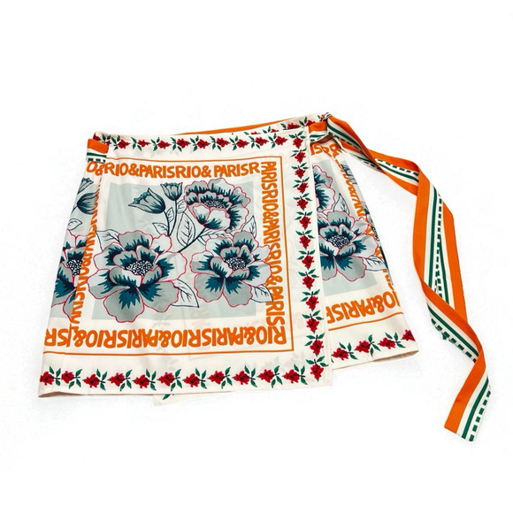 Commence Lightweight Wrap Skirt Women's Size Large Floral Paris Rio Print - Picture 1 of 10